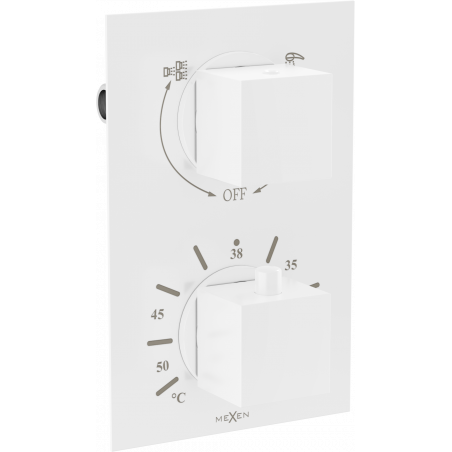 Baterie de cadă-duș termostatică Mexen Cube cu 2 ieșiri, albă - 77502-20