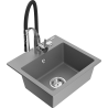Mexen Milo chiuvetă de granit cu o singură cuvă cu baterie de bucătărie Aster, gri - 6505-71-73450-07