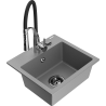 Mexen Milo chiuvetă de granit cu 1 compartiment cu baterie de bucătărie Aster, gri - 6505-71-73450-07-B
