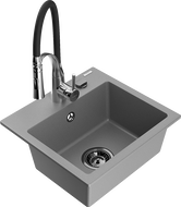 Mexen Milo gránit mosogató 1-medencés konyhai csapteleppel Aster, szürke - 6505-71-73450-07-B
