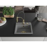 Mexen Milo chiuvetă de bucătărie din granit, 1 compartiment, cu baterie Aster, gri - 6505-71-73450-57-G