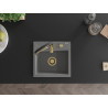 Mexen Milo chiuvetă de bucătărie din granit, 1 compartiment, cu baterie Aster, gri - 6505-71-73450-57-G
