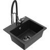 Mexen Milo chiuvetă de granit cu 1 compartiment și baterie de bucătărie Aster, negru/argintiu metalizat - 6505-73-73450-07-B