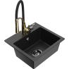 Mexen Milo gránit mosogató 1-medencés konyhai csappal Aster, fekete/ezüst metál - 6505-73-73450-57-B