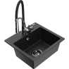 Mexen Milo 1-medencés gránit mosogató Aster konyhai csapteleppel, fekete/arany metál - 6505-75-73450-07-B