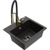 Mexen Milo egymedencés gránit mosogató konyhai csapteleppel Aster, fekete/arany metál - 6505-75-73450-57-B