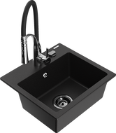 Mexen Milo chiuvetă de bucătărie granit 1 cameră cu baterie de bucătărie Aster, negru - 6505-77-73450-07-B