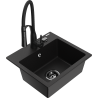 Mexen Milo 1 rekeszes gránit mosogató Aster konyhai csapteleppel, fekete - 6505-77-73450-70-B