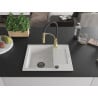 Mexen Enzo chiuvetă de granit cu un compartiment, cu picurător și baterie de bucătărie Aster, Albă - 6506-20-73450-57-B