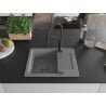 Mexen Enzo chiuvetă de granit cu un compartiment, cu picurător și baterie de bucătărie Aster, gri - 6506-71-73450-70-B