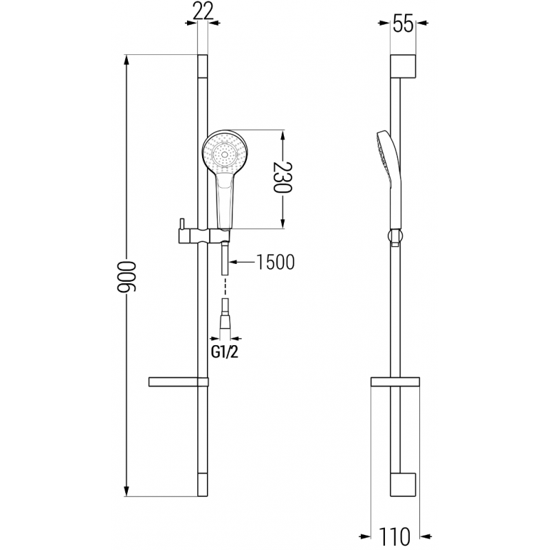 Mexen Kama DS05 fürdőkád készlet, króm - 72513DS05-00