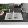 Mexen Gaspar chiuvetă de granit cu 1,5 cuve, cu scurgător și baterie de bucătărie Aster, alb - 6507-20-73450-07-B