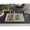 Mexen Gaspar chiuvetă de granit cu 1,5 compartimente cu scurgător și baterie de bucătărie Aster, bej - 6507-69-73450-07-B