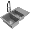 Mexen Gaspar chiuvetă de bucătărie din granit cu 1,5 cuve, cu scurgător și baterie de bucătărie Aster, gri