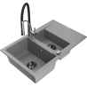 Mexen Gaspar chiuvetă din granit cu 1,5 camere cu scurgător și baterie de bucătărie Aster, gri - 6507-71-73450-07-B