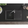 Mexen Pablo chiuvetă de granit cu o singură cuvă cu scurgător și baterie de bucătărie Aster, negru cu pete