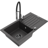 Mexen Pablo chiuvetă de granit cu o singură cuvă cu scurgător și baterie de bucătărie Aster, negru cu pete