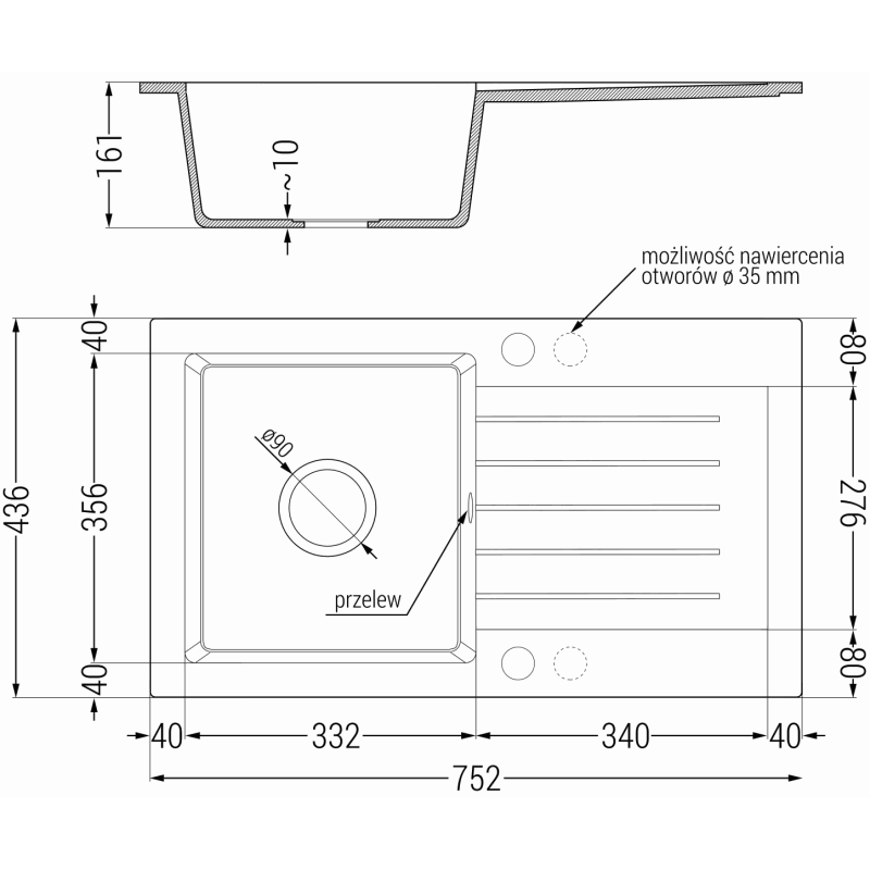 Mexen Pablo chiuvetă de granit cu 1 cameră cu scurgător și baterie de bucătărie Aster, negru cu pete - 6510-76-73450-57-B