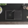 Mexen Pablo chiuvetă de granit cu 1 compartiment, cu scurgător și baterie de bucătărie Aster, neagră pătată