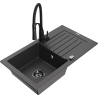 Mexen Pablo chiuvetă de granit cu 1 compartiment, cu scurgător și baterie de bucătărie Aster, neagră pătată
