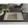 Mexen Elias chiuvetă de granit cu 1 compartiment, cu scurgător și baterie de bucătărie Aster, bej - 6511-69-73450-57-G