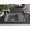 Mexen Elias chiuvetă de granit cu o cuvă, cu scurgător și baterie de bucătărie Aster, gri - 6511-71-73450-07