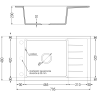 Mexen Elias chiuvetă de granit cu un compartiment, cu picurător și baterie de bucătărie Aster, gri - 6511-71-73450-07-B