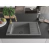 Mexen Elias chiuvetă de granit cu un compartiment, cu picurător și baterie de bucătărie Aster, gri - 6511-71-73450-57-B