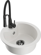 Mexen Diego chiuvetă de granit cu 1 cameră cu baterie de bucătărie Aster, alb - 6512-20-73450-70-B