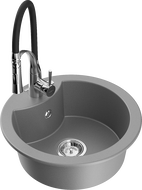 Mexen Diego chiuvetă de bucătărie din granit cu 1 compartiment cu baterie Aster, gri - 6512-71-73450-07