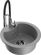 Mexen Diego egykamrás gránit mosogató Aster konyhai csapteleppel, szürke - 6512-71-73450-07-B
