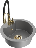 Mexen Diego 1-medencés gránit mosogató Aster konyhai csapteleppel, szürke - 6512-71-73450-57-G