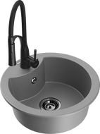 Mexen Diego chiuvetă de bucătărie din granit cu 1 compartiment cu baterie Aster, gri - 6512-71-73450-70-B