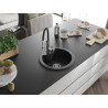 Mexen Diego chiuvetă din granit cu 1 compartiment cu baterie de bucătărie Aster, negru/metalic argintiu - 6512-73-73450-07