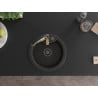 Mexen Diego chiuvetă de bucătărie din granit cu o cuvă, cu baterie Aster, negru/auriu metalic - 6512-75-73450-57-B