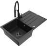 Mexen Bruno chiuvetă de bucătărie din granit cu 1 compartiment cu scurgător și baterie de bucătărie Aster,