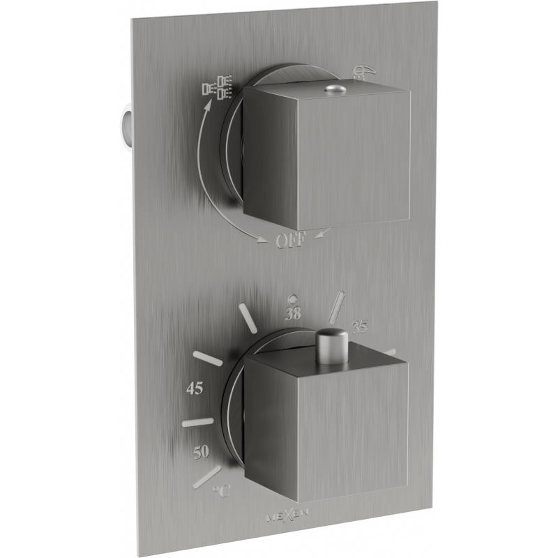 Bateria termostatică Mexen Cube pentru cadă și duș cu 2 ieșiri, grafit - 77502-66