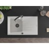 Mexen Cesar chiuvetă de granit cu 1 compartiment cu scurgător și baterie de bucătărie Aster, alb - 6514-20-73450-07-B