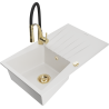 Mexen Cesar chiuvetă de bucătărie din granit cu 1 cuvă, cu scurgător și robinet de bucătărie Aster, alb