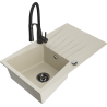 Mexen Cesar 1-medencés gránit mosogatócsepegtetővel és Aster konyhai csappal, bézs - 6514-69-73450-70-B
