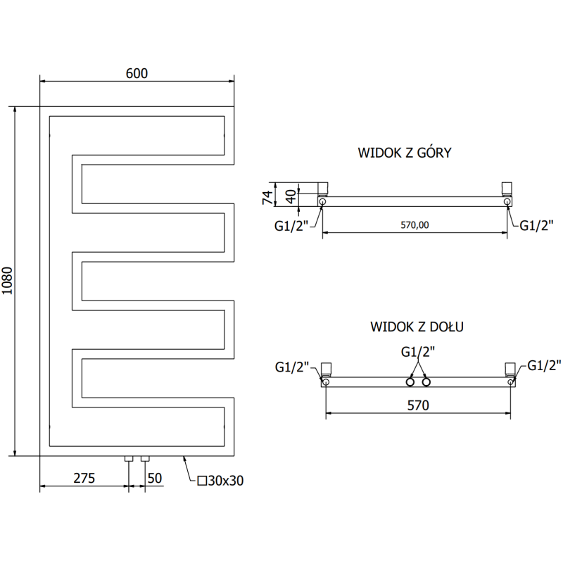 Mexen Floryda radiator decorativ 1080 x 600 mm, 358 W, alb - W206-1080-600-00-20