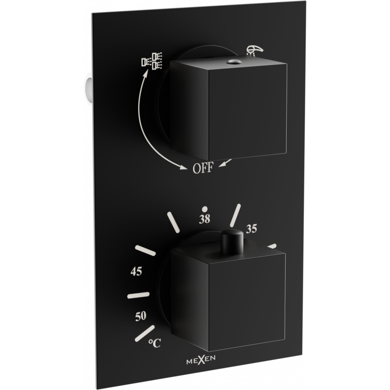 Baterie de cadă-duș termostatică Mexen Cube cu 2 ieșiri, neagră - 77502-70