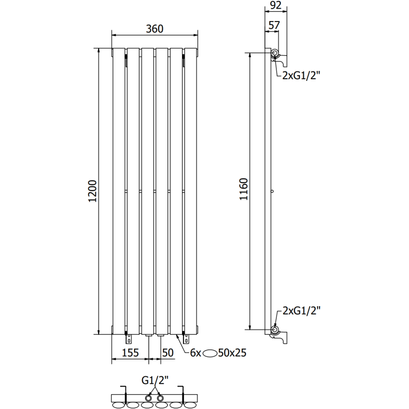 Mexen Oregon radiator decorativ 1200 x 360 mm, 417 W, alb - W202-1200-350-00-20