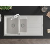 Mexen Andres chiuvetă de bucătărie din granit, 1,5 camere, cu scurgător și baterie Aster, alb - 6515-20-73450-02