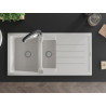 Mexen Andres chiuvetă de bucătărie din granit cu 1,5 compartimente cu scurgător și robinet Aster, alb - 6515-20-73450-07