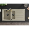 Mexen Andres chiuvetă din granit cu 1,5 compartimente cu scurgător și baterie de bucătărie Aster, bej - 6515-69-73450-57-B