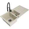 Mexen Andres chiuvetă granit cu 1,5 compartimente cu scurgător și robinet de bucătărie Aster, bej - 6515-69-73450-70-B