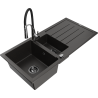 Mexen Andres chiuvetă de granit cu 1,5 camere cu scurgător și baterie de bucătărie Aster, negru/auriu metalic