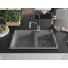 Mexen Tomas chiuvetă din granit cu 2 compartimente și baterie bucătărie Aster, gri - 6516-71-73450-07-B