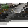 Mexen Tomas chiuvetă de bucătărie din granit cu 2 cuve și baterie Aster, negru/metal argintiu - 6516-73-73450-57-B